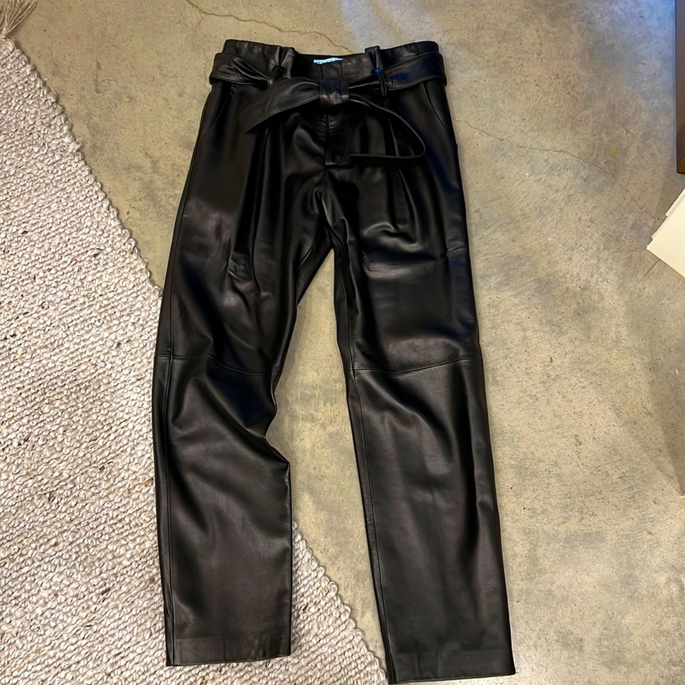 Antonio Melani genius leather paper bag pants sz 6
